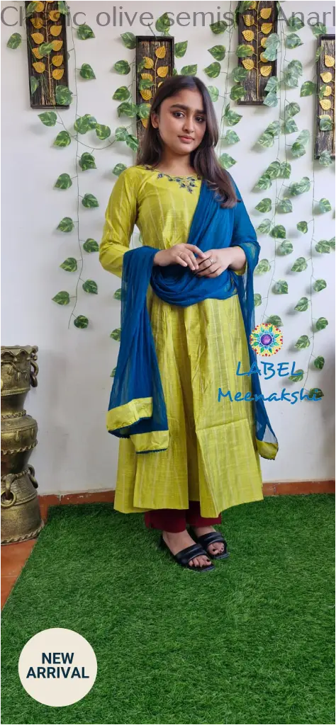 Classic olive semisilk Anarkali