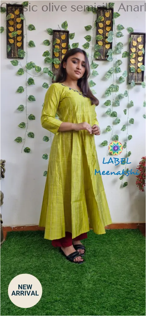 Classic olive semisilk Anarkali