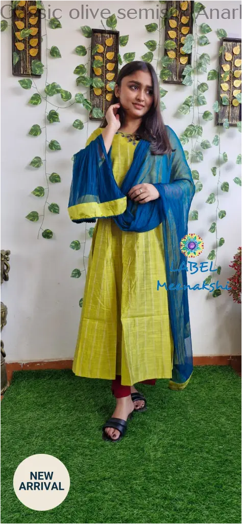 Classic olive semisilk Anarkali