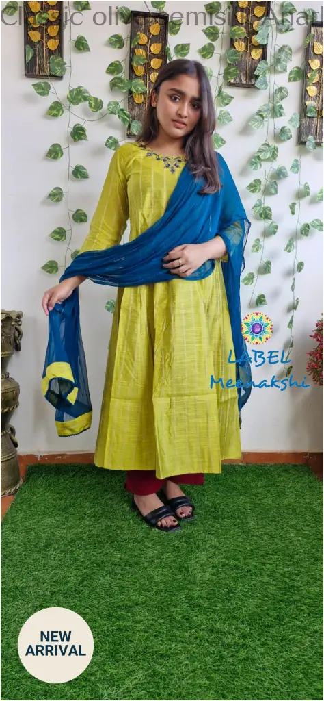 Classic olive semisilk Anarkali