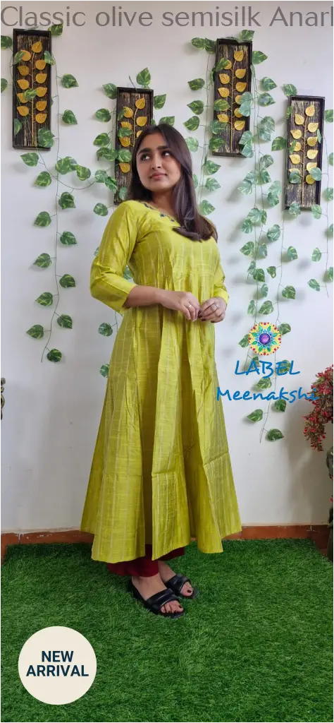 Classic olive semisilk Anarkali