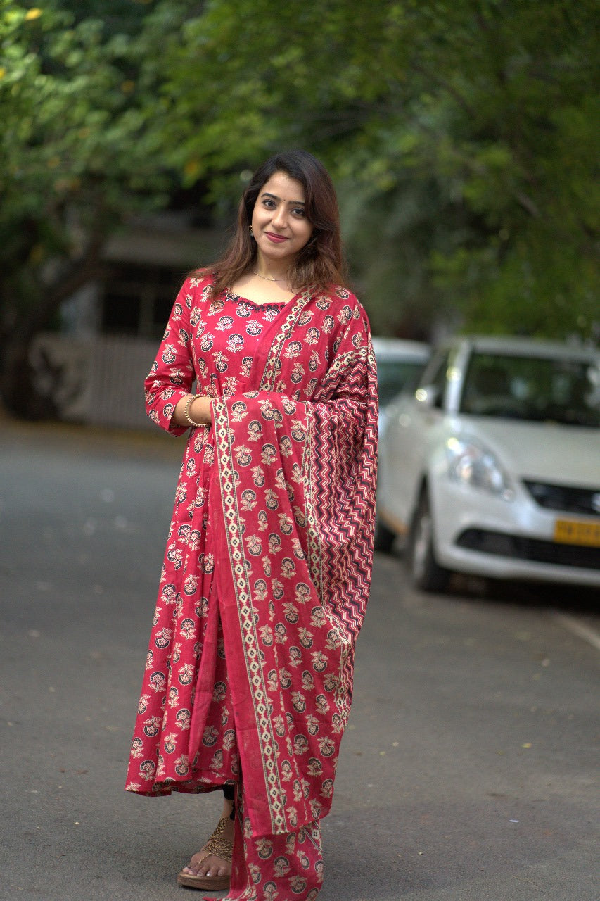 Red Jaipuri Anarkali