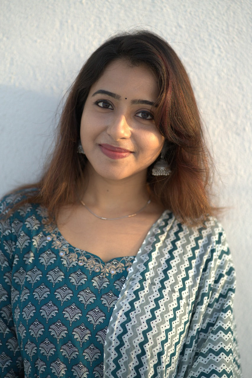 Aqua Blue Jaipuri Anarkali