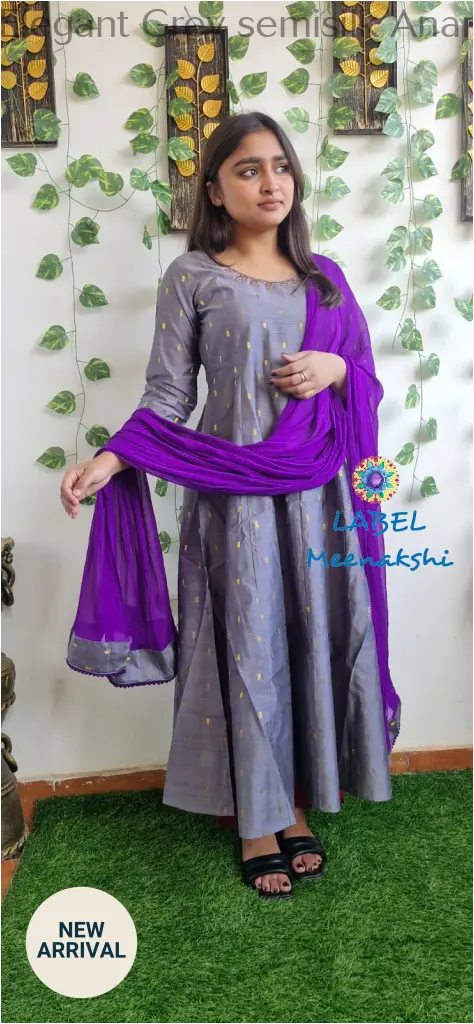 Elegant Grey semisilk Anarkali