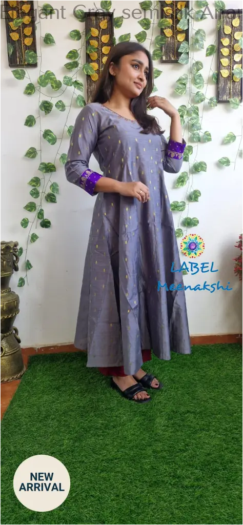 Elegant Grey semisilk Anarkali