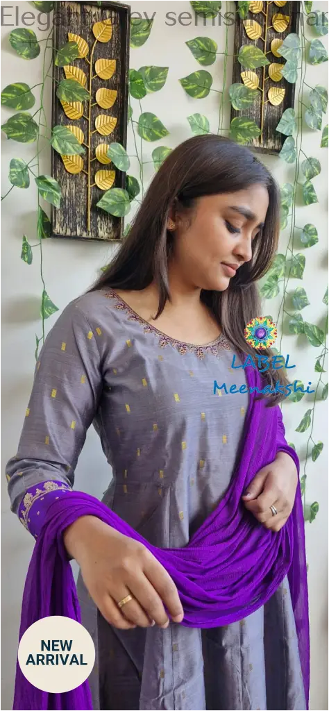 Elegant Grey semisilk Anarkali