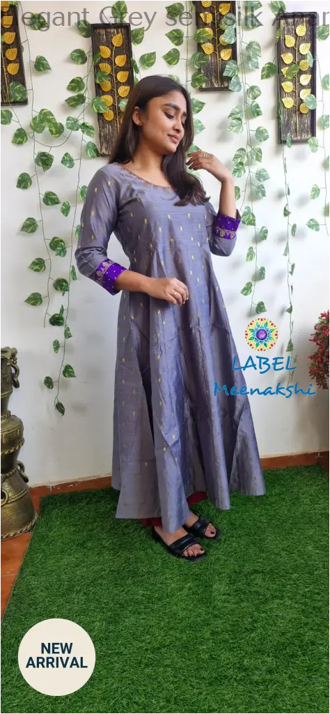 Elegant Grey semisilk Anarkali