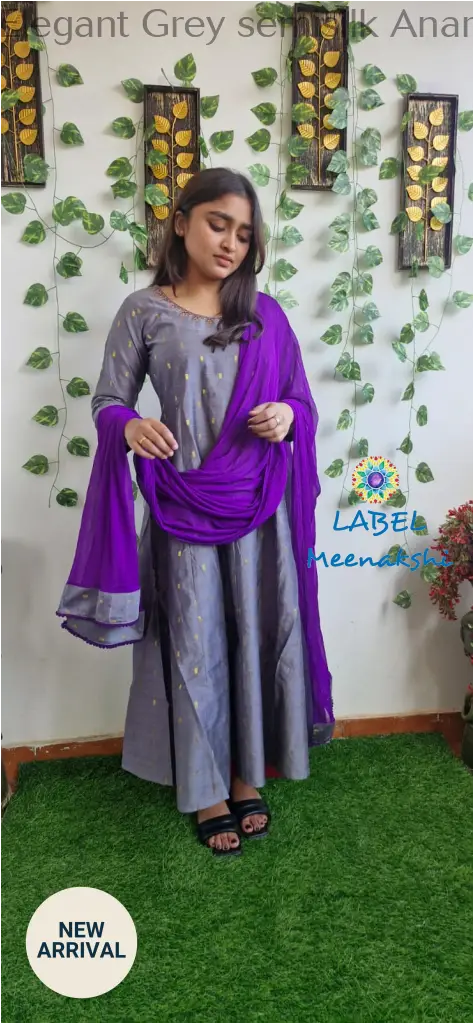 Elegant Grey semisilk Anarkali