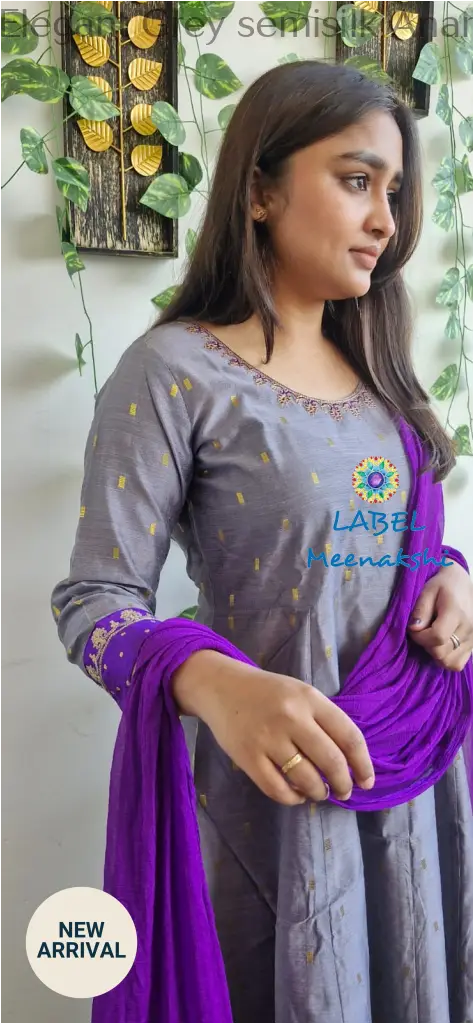 Elegant Grey semisilk Anarkali