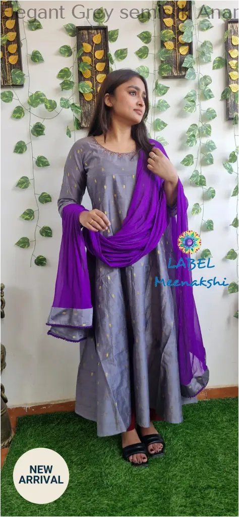 Elegant Grey semisilk Anarkali
