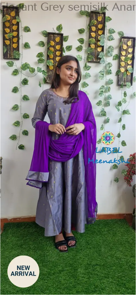 Elegant Grey semisilk Anarkali