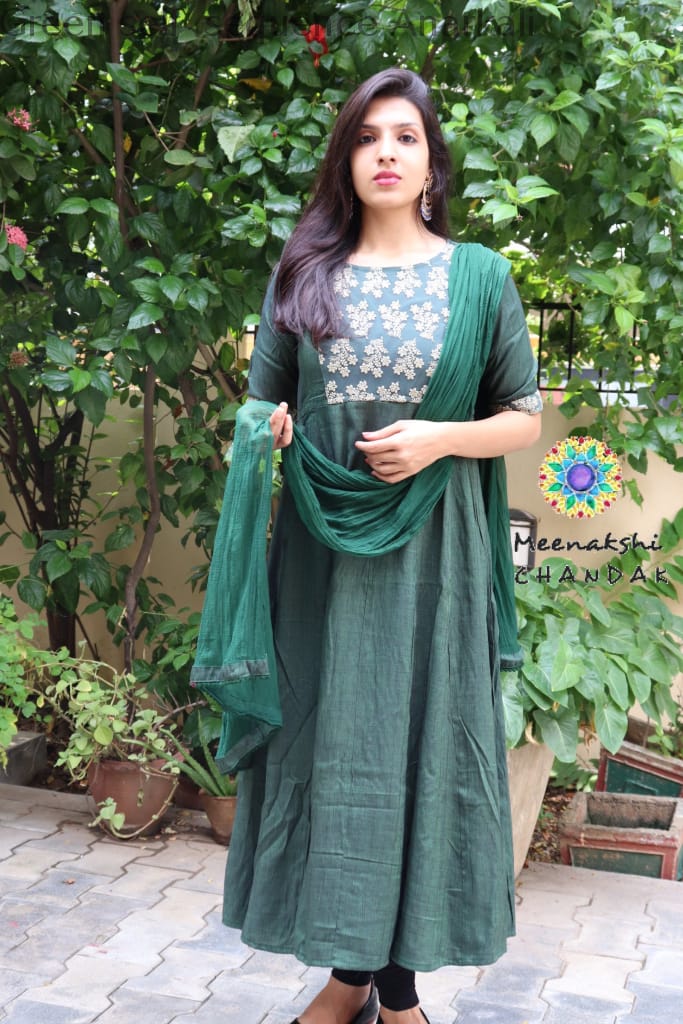 Green Self Sequence Anarkali Limited Edition