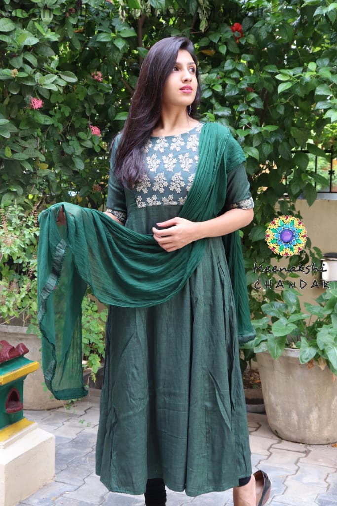 Green Self Sequence Anarkali Limited Edition