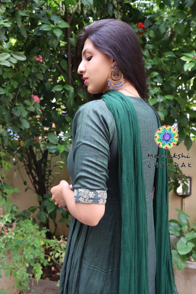 Green Self Sequence Anarkali Limited Edition