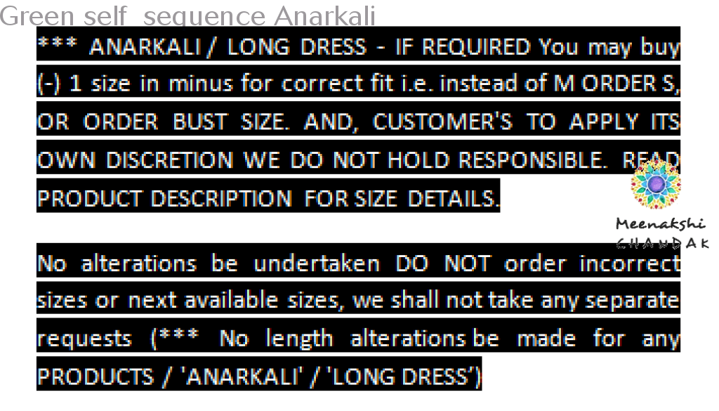 Green Self Sequence Anarkali Sets
