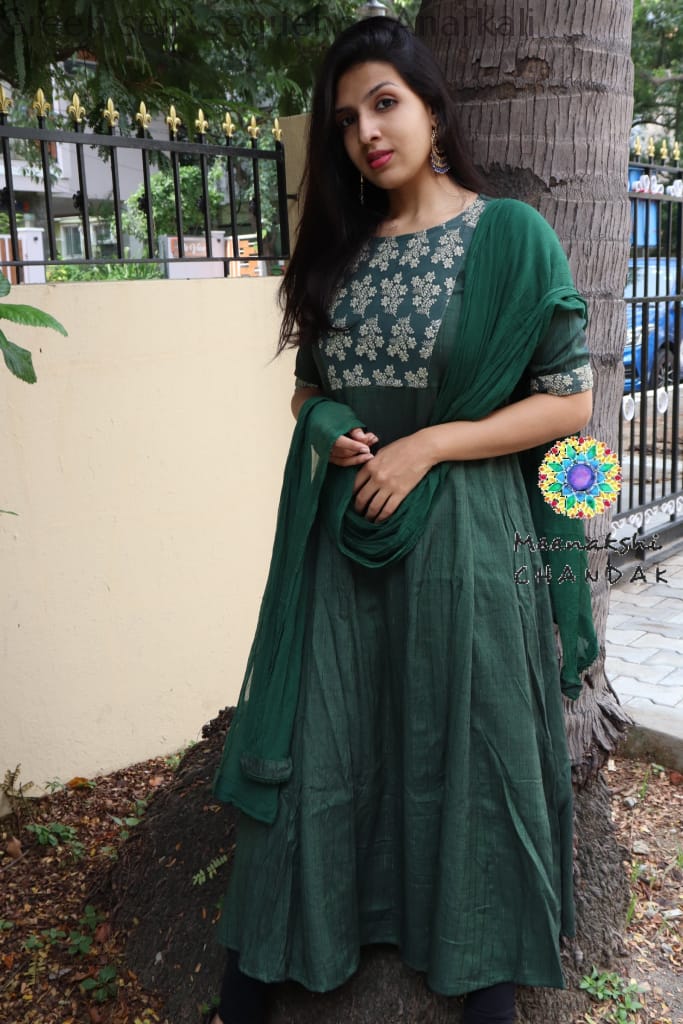 Green Self Sequence Anarkali Limited Edition
