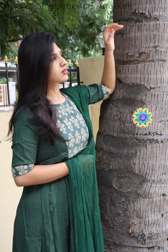 Green Self Sequence Anarkali Limited Edition