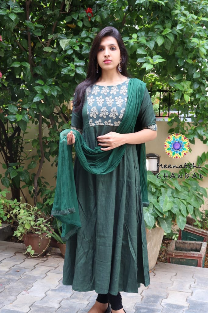 Green Self Sequence Anarkali Limited Edition