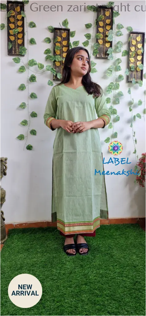 Light Green zari straight cut kurta KURTAS