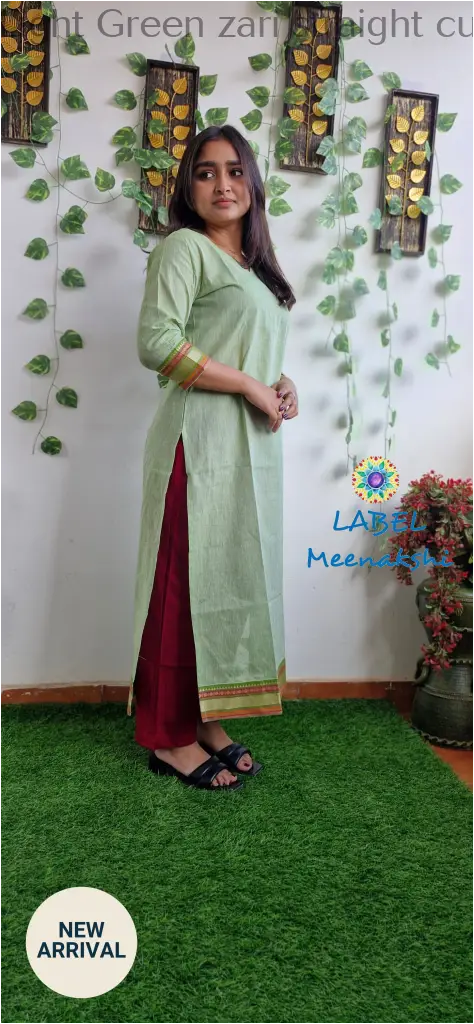 Light Green zari straight cut kurta KURTAS