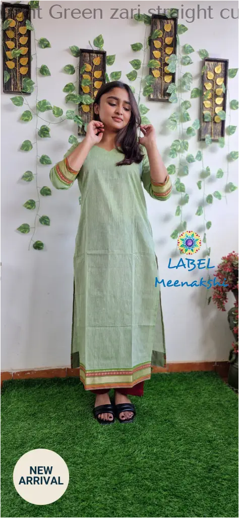 Light Green zari straight cut kurta KURTAS