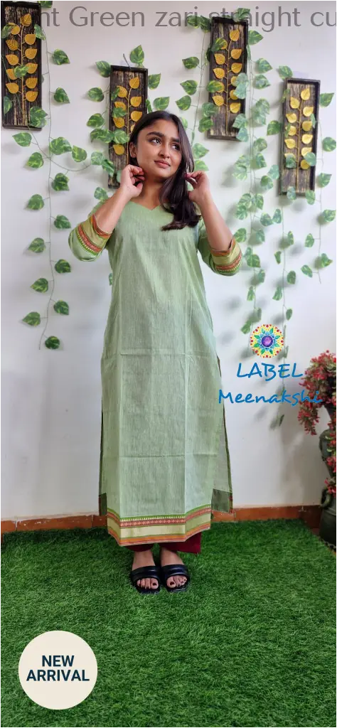 Light Green zari straight cut kurta KURTAS