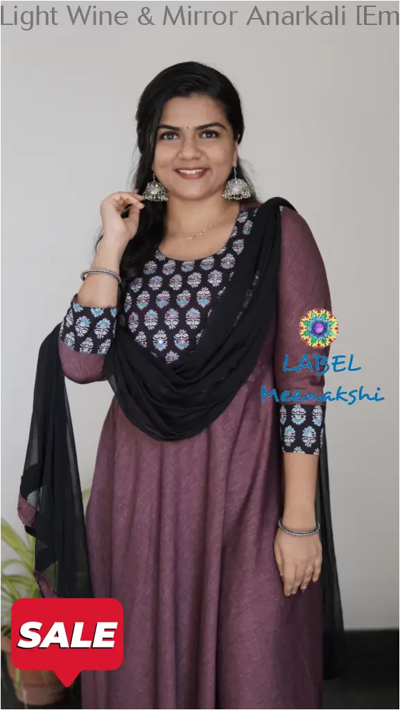 Light Wine & Mirror Emblished Solid Anarkali Small Sets