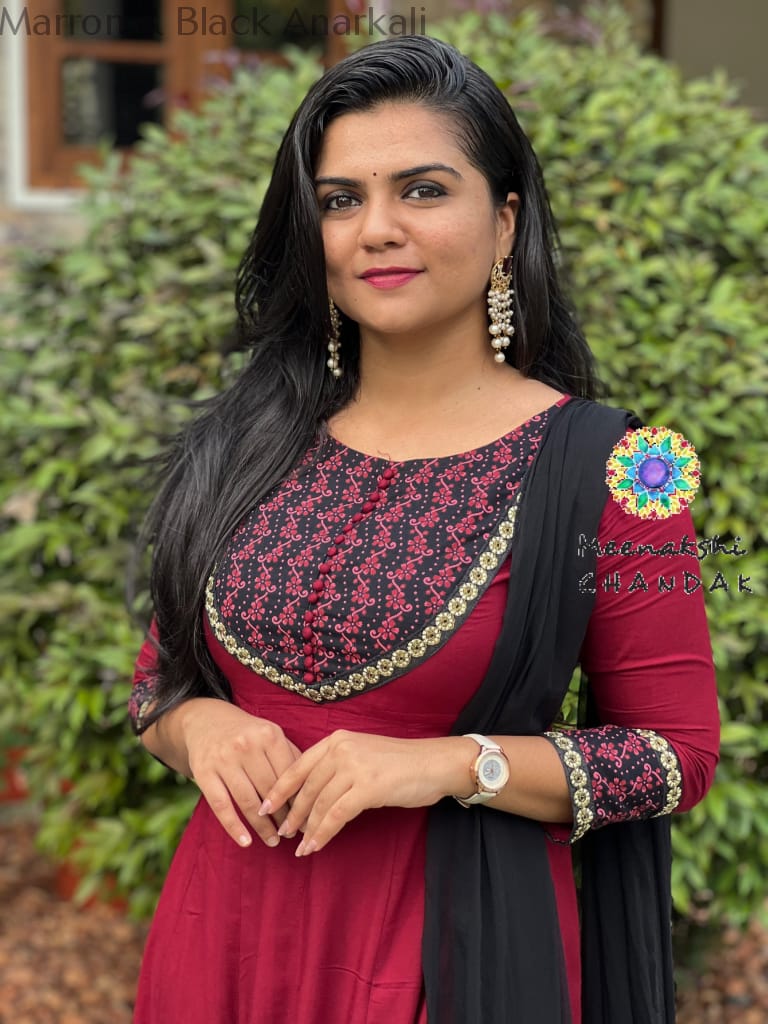 Marron & Black Anarkali Small Sets