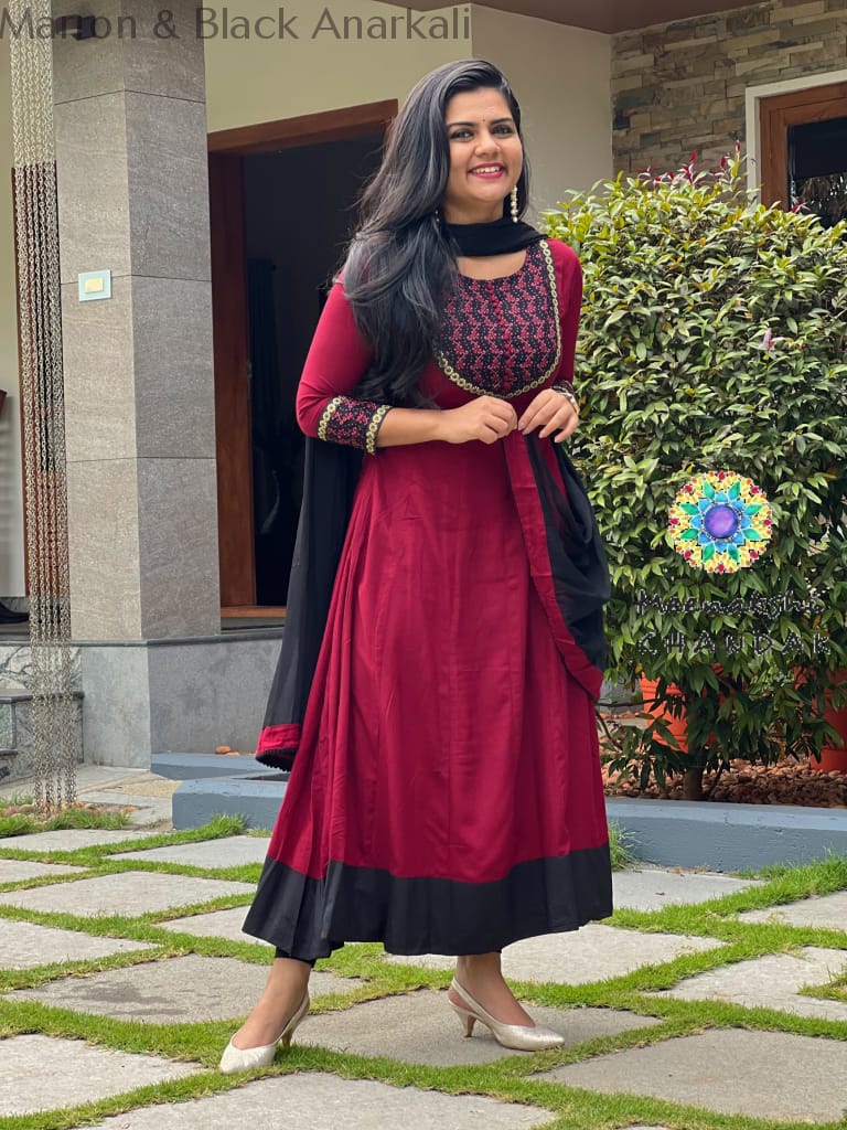 Marron & Black Anarkali Sets