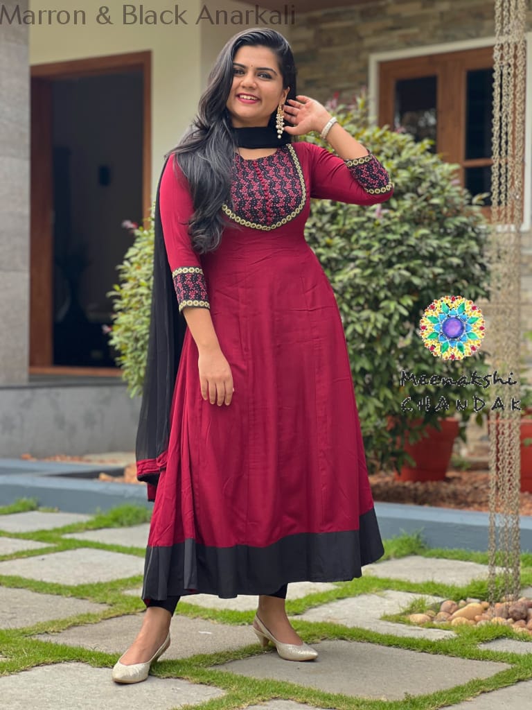 Marron & Black Anarkali Sets