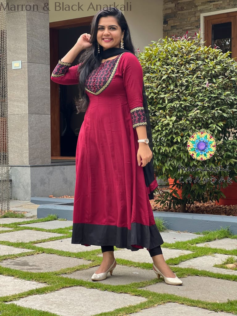 Marron & Black Anarkali Sets