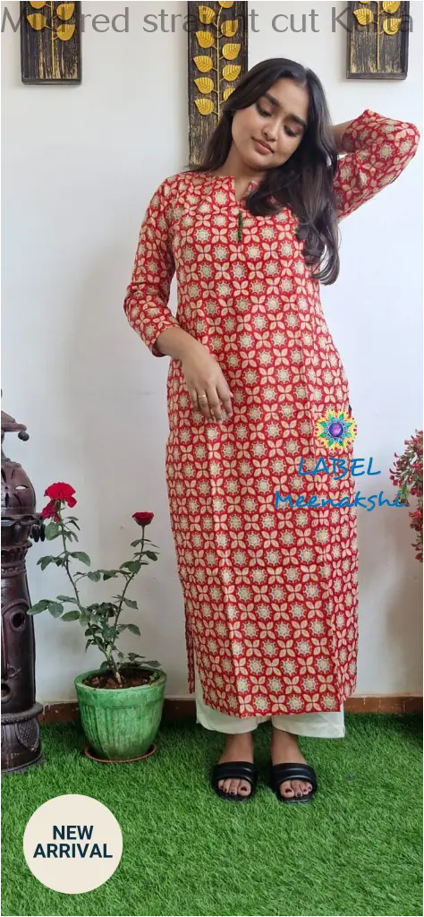 Mild red straight cut kurta KURTAS