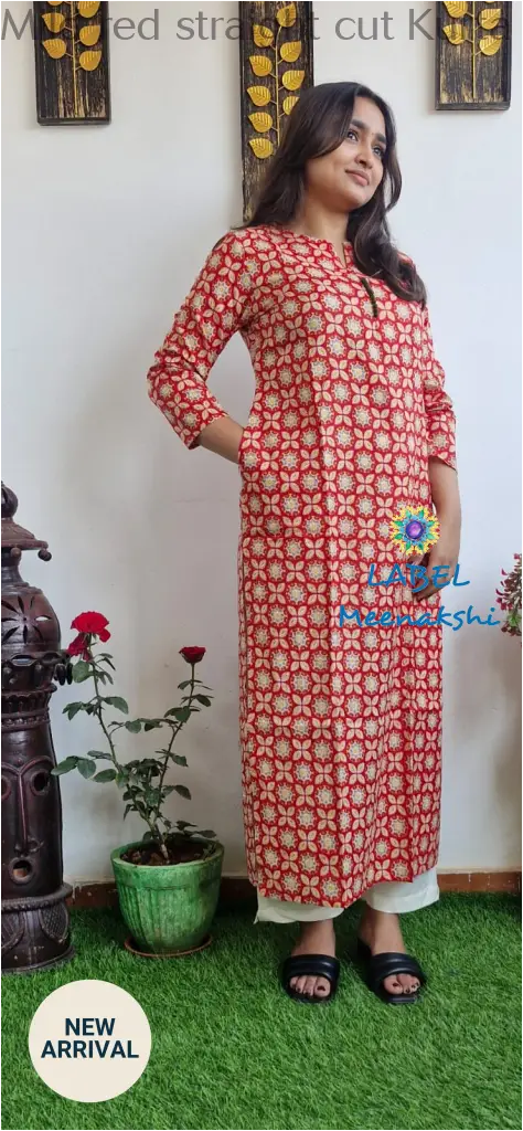 Mild red straight cut kurta KURTAS