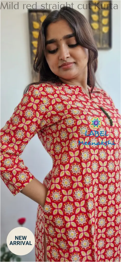 Mild red straight cut kurta KURTAS