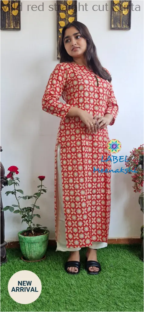 Mild red straight cut kurta KURTAS