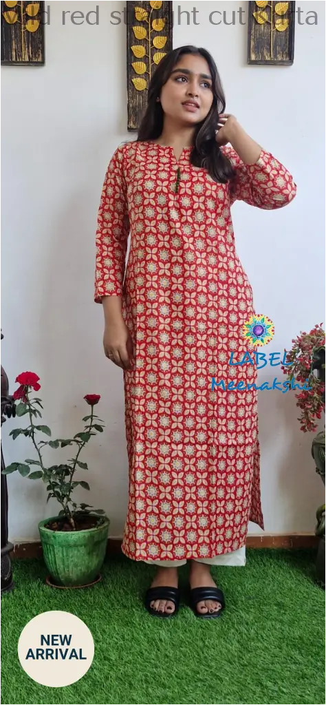 Mild red straight cut kurta KURTAS