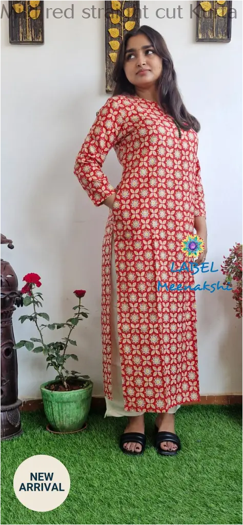 Mild red straight cut kurta KURTAS