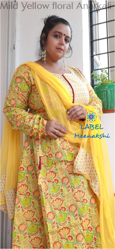 Mild Yellow floral Anarkali SET T&D