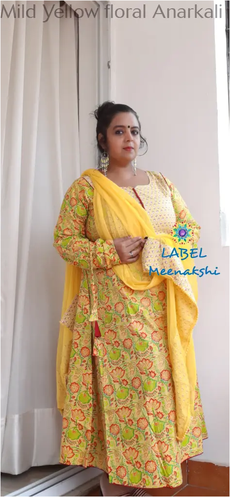 Mild Yellow floral Anarkali SET T&D