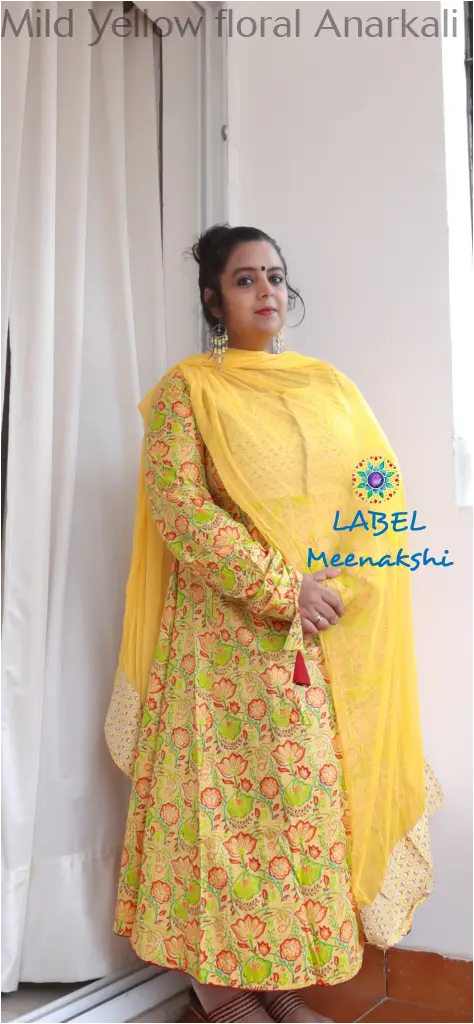 Mild Yellow floral Anarkali SET T&D
