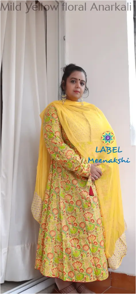 Mild Yellow floral Anarkali SET T&D