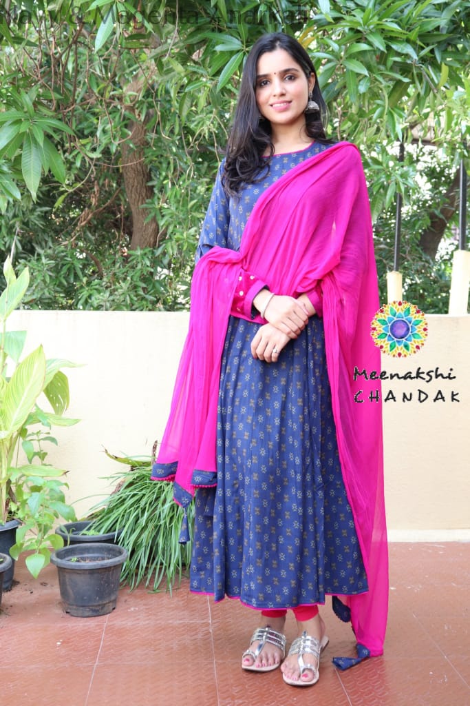 Navy & Magenta Anarkali Limited Edition