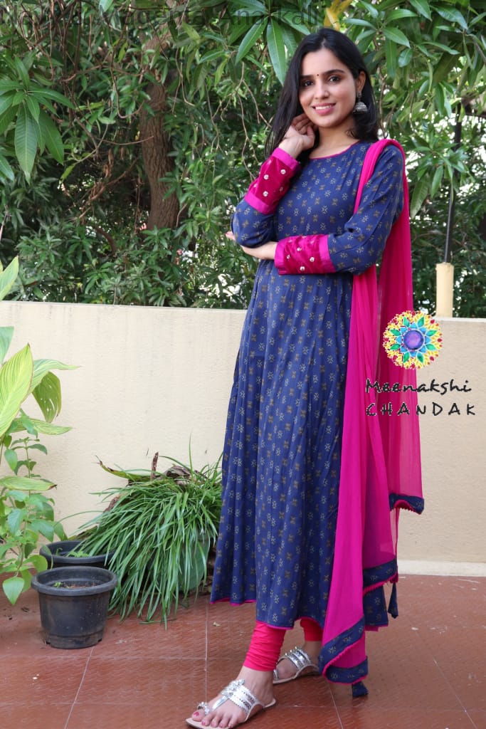 Navy & Magenta Anarkali Limited Edition