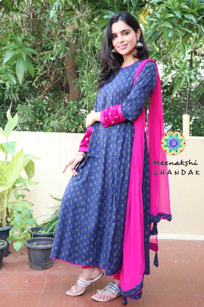 Navy & Magenta Anarkali Limited Edition