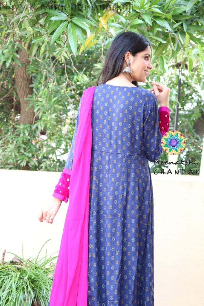 Navy & Magenta Anarkali Limited Edition