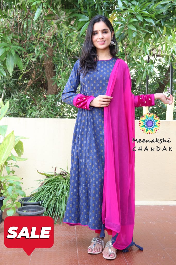 Navy & Magenta Anarkali Limited Edition