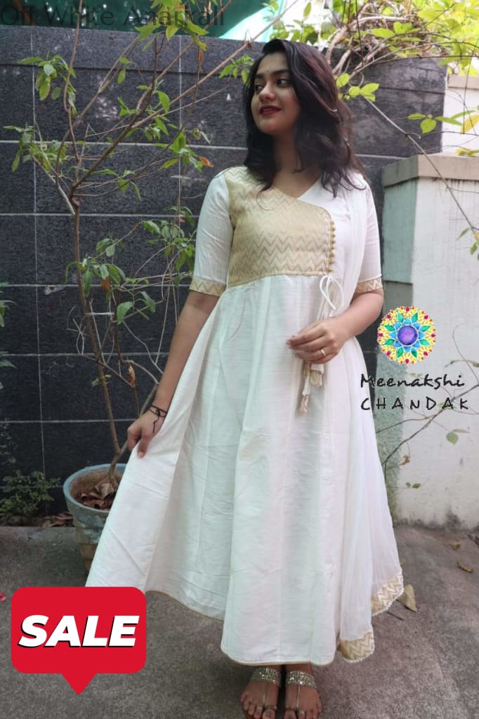 Off White Anarkali With Dupatta Sets