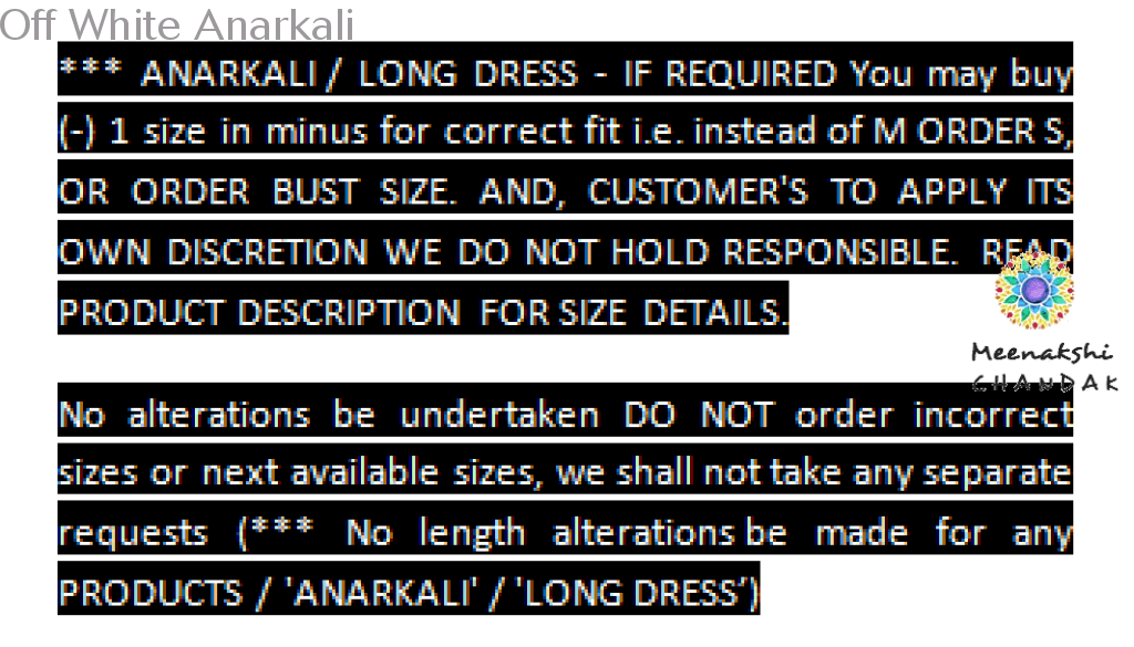 Off White Anarkali Ethnic