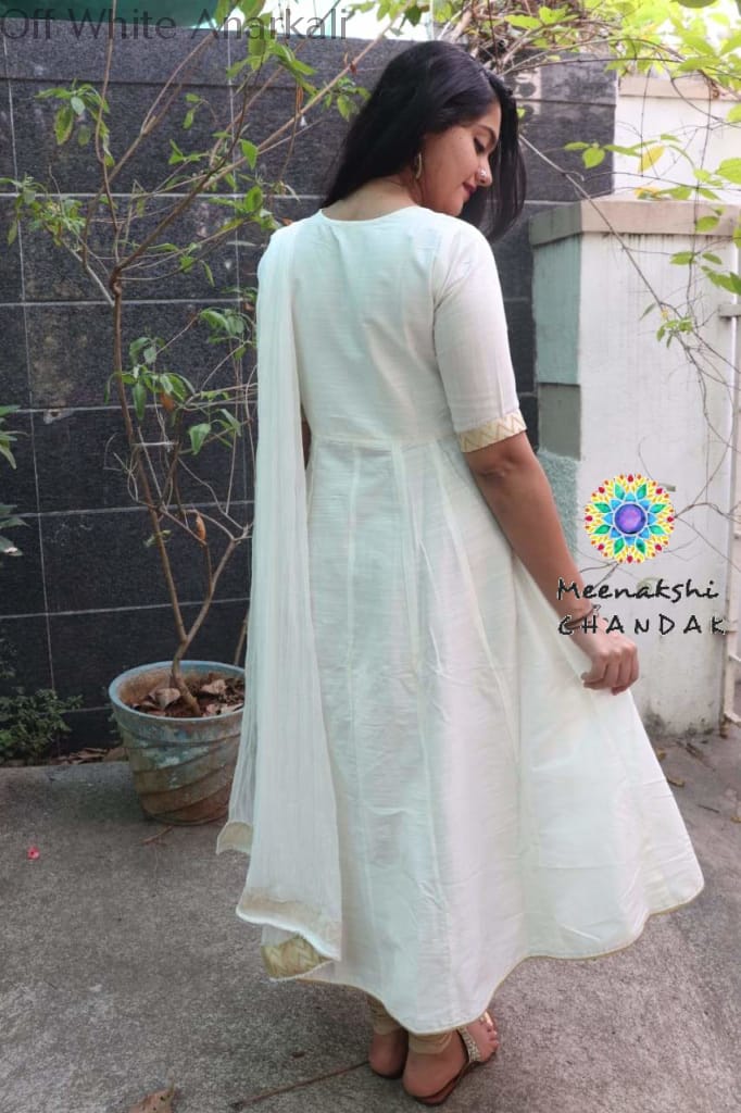 Off White Anarkali With Dupatta Sets