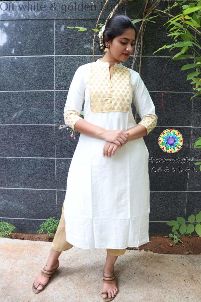 Off White & Golden Kurta Kurtas